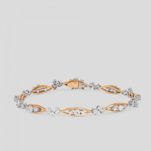 Foto Bracciale in oro bianco e oro rosa con diamanti 