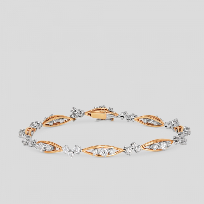 Foto Bracciale in oro bianco e oro rosa con diamanti 